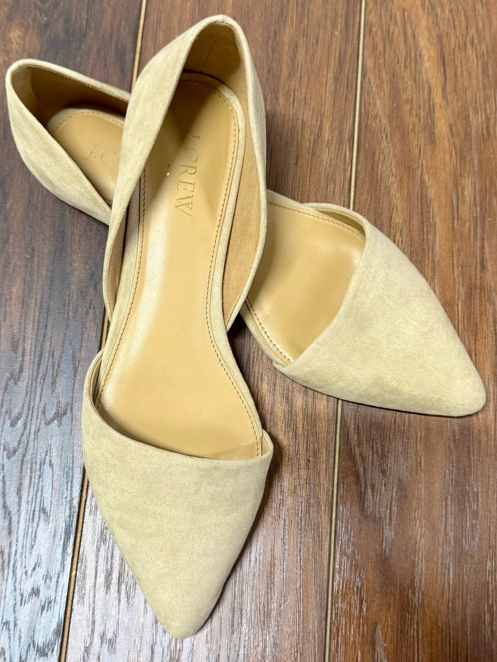 J. Crew Zoe d'Orsay tan suede pointed-toe flats 8